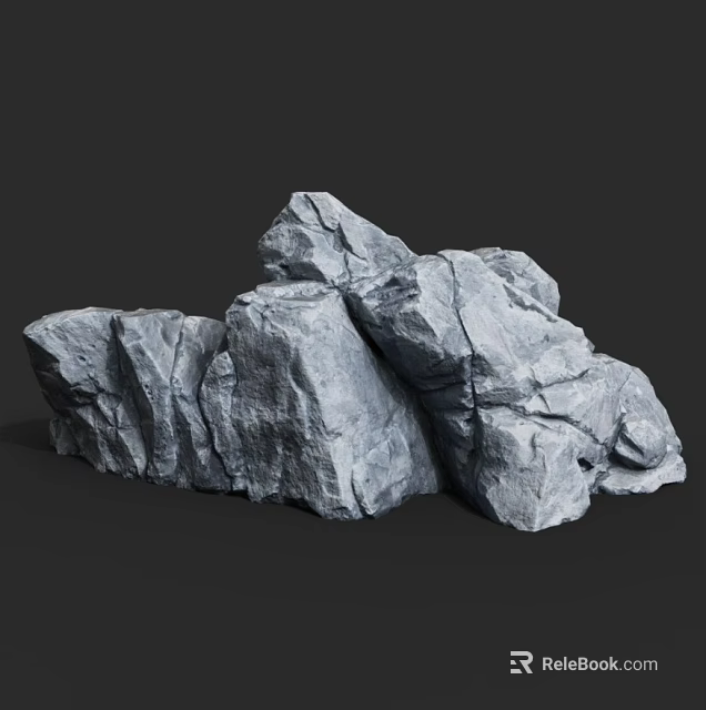 Natural Stacked Gray Rocks With Rugged Texture In Outdoor Scene 3d model 