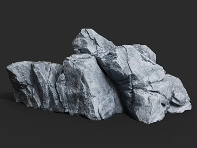 Natural Stacked Gray Rocks With Rugged Texture In Outdoor Scene 3d model