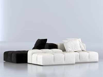 Black and White Sectional Sofa with Modular Design for Living Room Seating 3d model