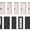 Different Styles of Hinged Doors White and Black with Glass Panels for Home Interior Design