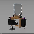 Stylish Dressing Table with Lighted Mirror and Comfortable Chair on Wooden Tabletop with Cosmetics