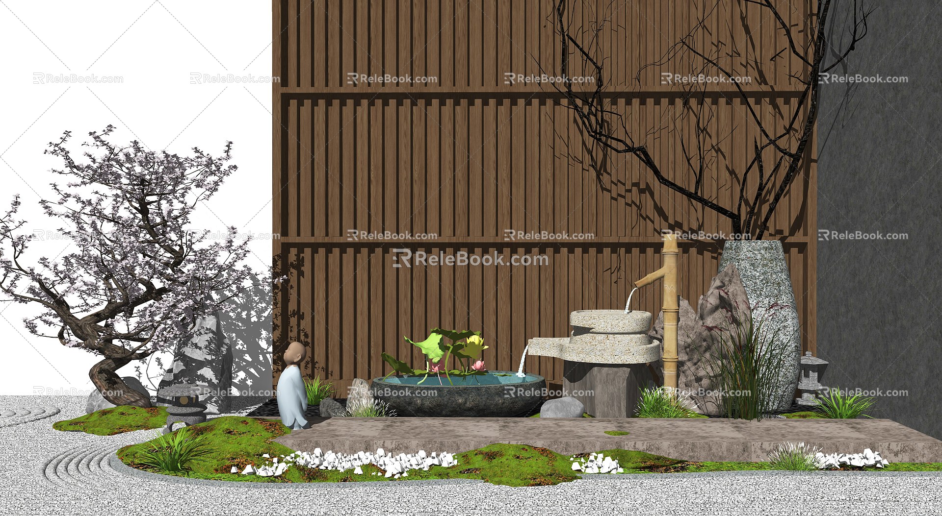 New Chinese Landscape Sick Courtyard Landscape Sick Falling Landscape model