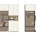 Modern Wardrobe Design With Multiple Storage Compartments Hanging Space And Decorative Items 3d model