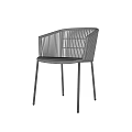 Woven Rattan Accent Chair with Black Metal Legs and Comfortable Seat
