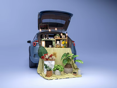 Modern trunk car trunk layout 3d model Modern trunk car trunk layout 3d model