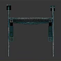 Blue Wooden Bridge Model Featuring Slatted Planks Railings And Support Legs