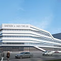 Modern Industrial Factory Building Exterior With White Facade And Glass Curtain Wall Design