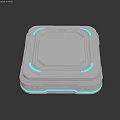 Modern Electronic Device Gray Square Design With Blue LED Lights On Edges
