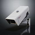 White Projection Surveillance Camera With Dual Lens And Mounting Bracket For Security Use 3d model