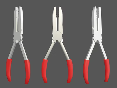 High Quality Hardware Tools Three Pliers With Red Handles For Home Repair 3d model