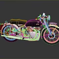 Vintage Black Motorcycle With Black Leather Seat Shiny Metallic Engine And White Wall Tires
