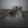 Skeleton Themed Motorcycle With Skull Head Bone Structure And Spiked Wheels
