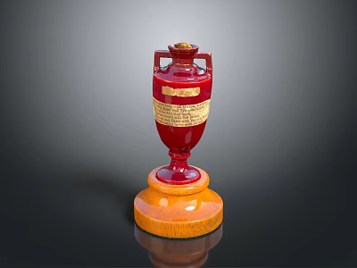 Red Decorative Trophy With Golden Base And Engraved Text As Daily Living Accessory 3d model