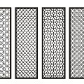 Chinese Style Room Dividers With Various Lattice Patterns And Wooden Frames 3d model