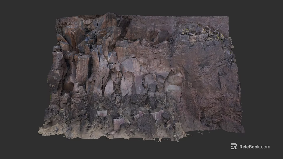 Cultural Art Exhibition Hall With Natural Rock Wall And Textured Decor Elements 3d model 
