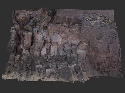 Cultural Art Exhibition Hall With Natural Rock Wall And Textured Decor Elements 3d model