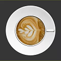 White Ceramic Cup With Hot Coffee And Heart Latte Art On White Saucer