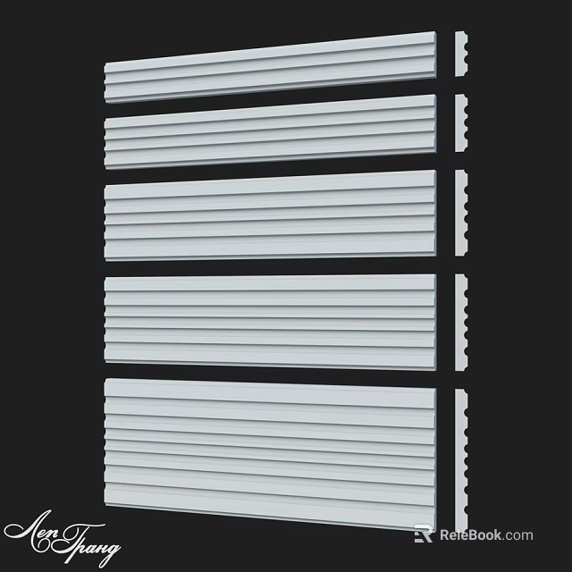 White Parallel Slats Components For Window Covering And Partition Use 3d model 