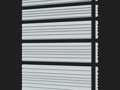 White Parallel Slats Components For Window Covering And Partition Use 3d model
