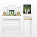 Modern White Display Shelves With Decorative Items And Storage Compartments 3d model