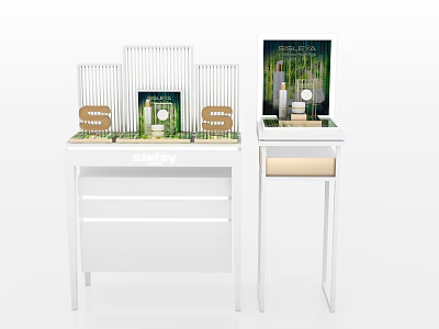 Modern White Display Shelves With Decorative Items And Storage Compartments 3d model