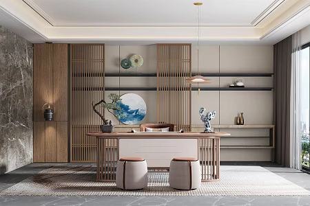 New Chinese Style Study 3d model