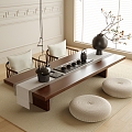 Modern Tatami Tea Table and Chair Tea Set 3d model