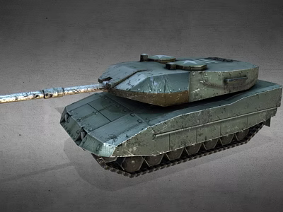 Modern Military Tank Exterior With Long Cannon Barrel Tracks And Reinforced Armor Plating 3d model