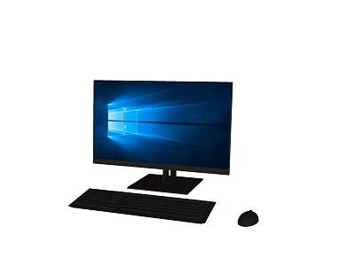 Modern Desktop Computer Setup With LED Monitor Keyboard Mouse And Windows Operating System 3d model