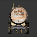 Vintage Wooden Wine Barrel Cart With Decorative Wheels And Handle