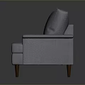 Stylish Gray Two Seater Sofa With Cushions Armrests And Wooden Legs