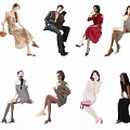 Group of People Posing in Stylish Outfits with Diverse Fashionable Clothing