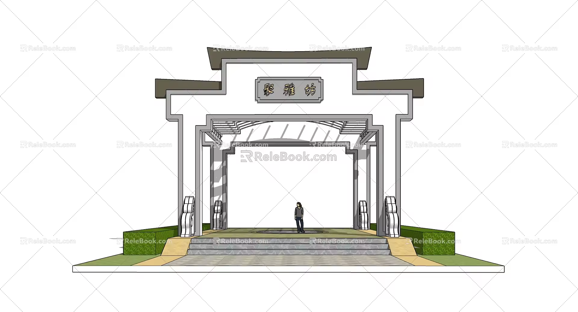 new chinese style gate 3d model