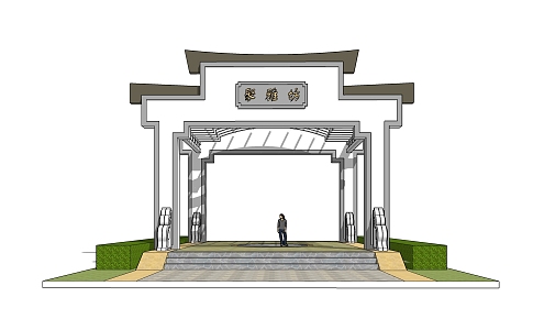 new chinese style gate 3d model