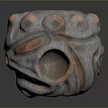 Wooden Stone Carved Bead With Textured Surface And Decorative Protrusions