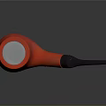 Red Textured Pipe With Black Stem On Dark Background And Reflection