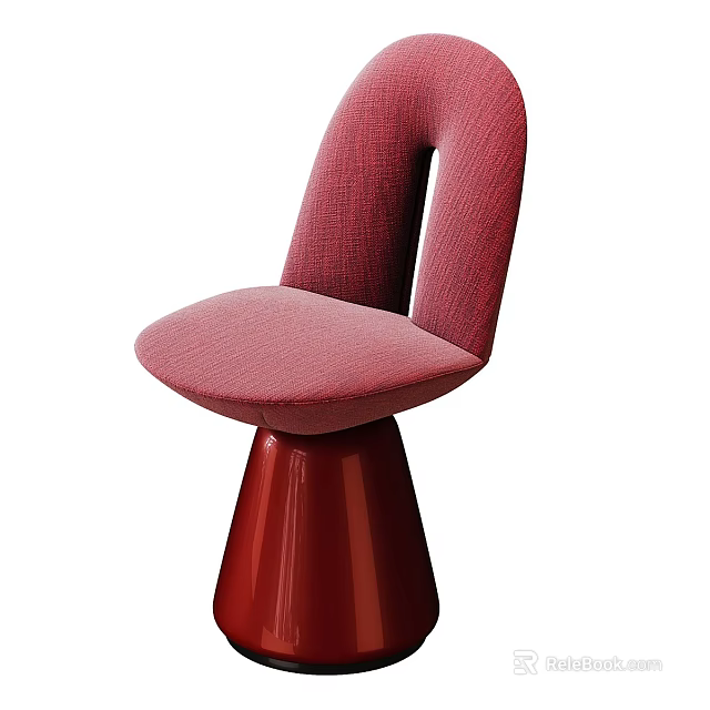 Modern Red Single Chair With Fabric Seat And Curved Back Design 3d model 