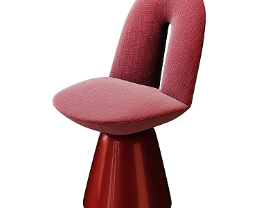 Modern Red Single Chair With Fabric Seat And Curved Back Design 3d model