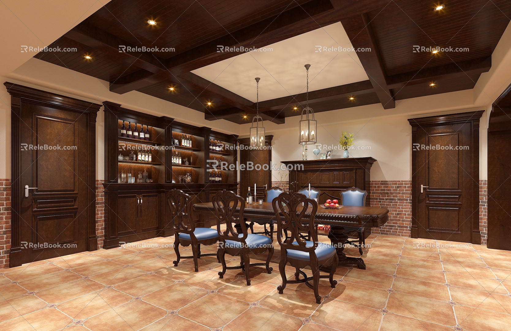 American Restaurant Wine Cellar Basement 3d model