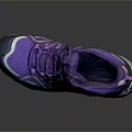 Purple And Blue High Top Sports Shoes With Thick Sole And Lace Up Design