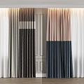 Modern simple curtain fabric curtain milk tea curtain gray curtain color matching curtain 3d model