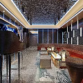 Luxury KTV Lounge Interior With Comfortable Sofa Seating Large Screen TV And Stylish Lighting