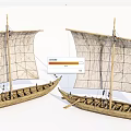 Classic Wooden Sailboats with Textured White Sails Displayed Side by Side and Traditional Hull Design