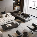 Modern Living Room Sofa And Coffee Table Set With Area Rug And Accent Chairs