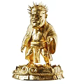 Golden Sculpture Carving With Spiked Head Robe And Decorative Base