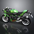 Green Sporty Motorcycle Featuring Black Seat Sleek Design And Shiny Wheels