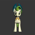 Cute White Pony Toy With Green Mane Tail Blue Green Horn And Yellow Star
