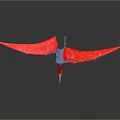 Red and Blue Pterosaur Model with Spread Wings in Gray Background Reflection 3d model