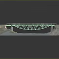 Detailed Green Bridge Model Spanning Canyon With Blue Water And Rocky Mountainsides