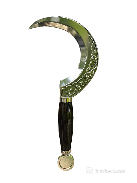 Traditional Decorative Weapon With Carved Silver Blade Black Handle And Gold Accent 3d model 